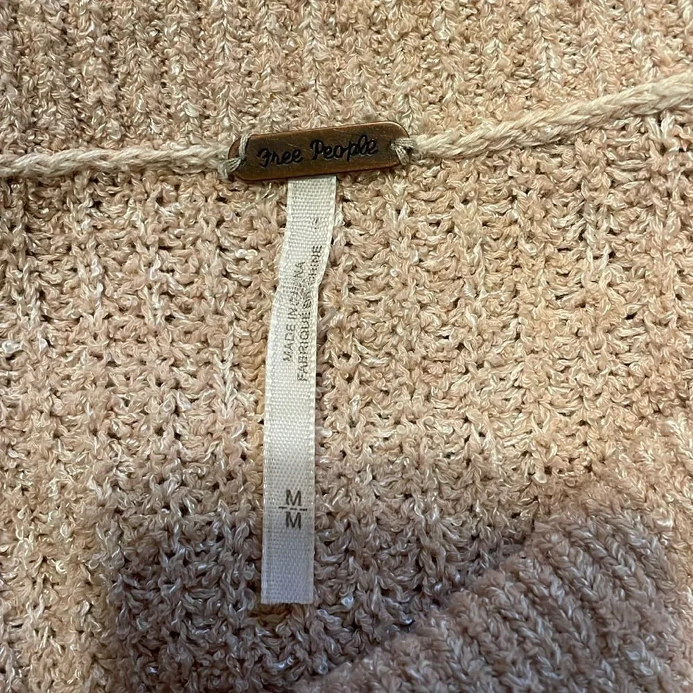 Free People Edessa Cowl Neck Pullover Sweater Tan